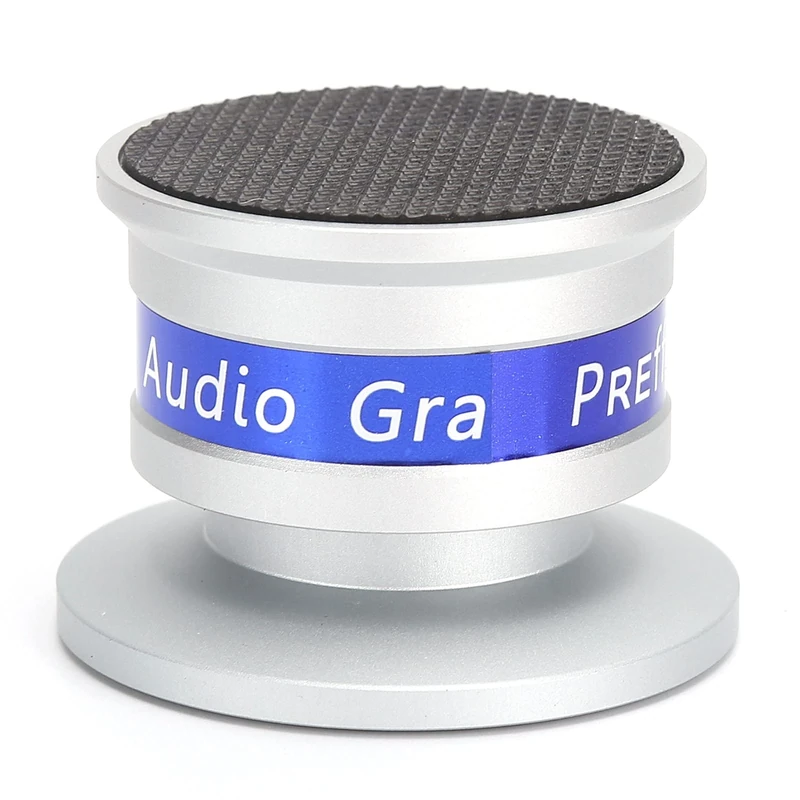 4-Piece Isolation Feet Pad Set, Turntable Audio Isolation Pad Spikes, Anti-Vibration & Non-Slip Rubber Design, Perfect for Turntables & Recorders (Silver)