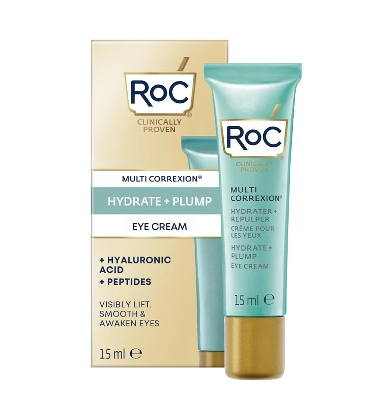 RoC Multi Correxion Hydrate + Plump Eye Gel-Cream | For Dark Circles & Puffy Eyes, With Caffeine & Hyaluronic Acid | 15 ml