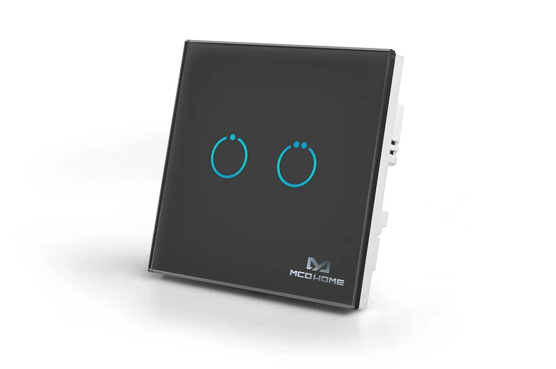 MCO Home MH-S312 Smart Touch Panel Switch Relay Switch 2 Channel Black UK Socket