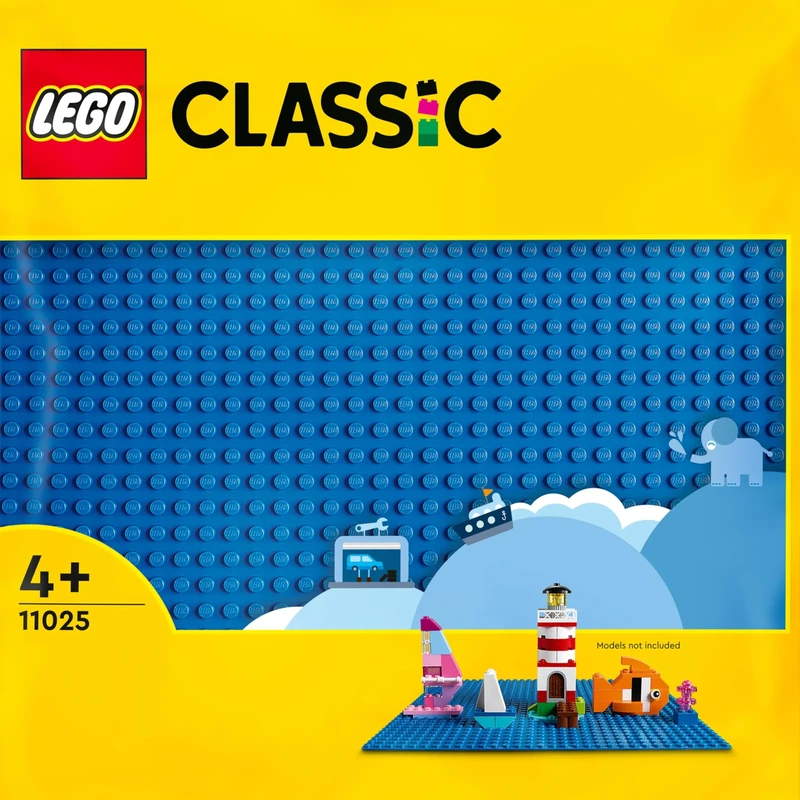 LEGO 11025 Classic Blue Building Plate, Square Base Plate with 26 x 26 Nubs as a Base for Constructions and Other Sets, Construction Toy for Children