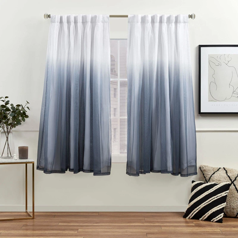 Exclusive Home Crescendo Lined Room Darkening Blackout Hidden Tab Top Curtain Panel Pair, 52"x63", Indigo, Set of 2