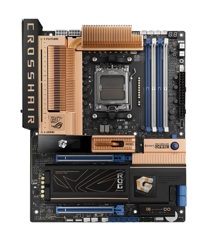 ASUS ROG Crosshair 2006, AMD AM5 X870E ATX, Tribute to the First ROG Motherboard, 20+2+2 Power Stages, DDR5, 5 M.2 Slots, Wi-Fi 7, Ethernet Realtek 10Gb, OLED Display, ASUS AI Advisor