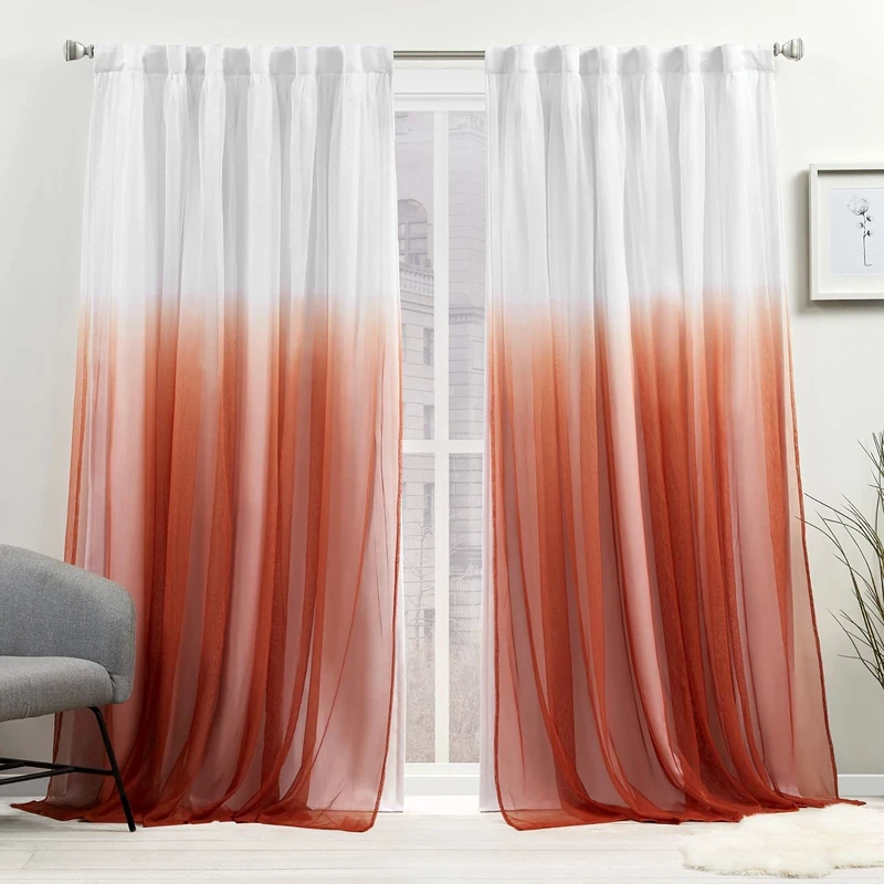 Exclusive Home Crescendo Lined Room Darkening Blackout Hidden Tab Top Curtain Panel Pair, 52"x108", Mecca Orange, Set of 2