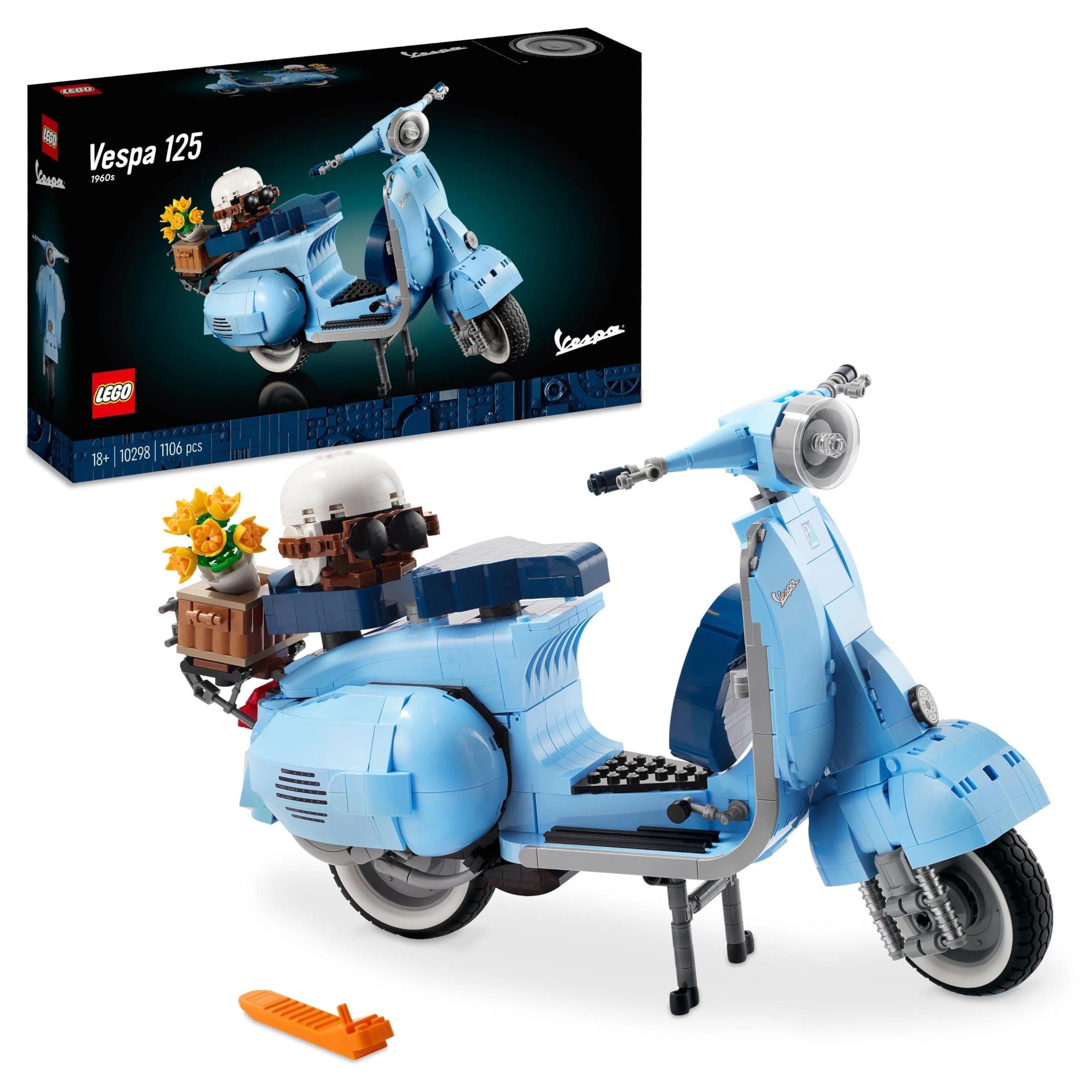 LEGO Icons Vespa 125 Scooter, Vintage Italian Iconic Model Building Kit, Home Decor Display Set for Adults, Relaxing Creative Hobbies, Gift Idea for Men, Women, Husband, Wife, Him or Her 10298