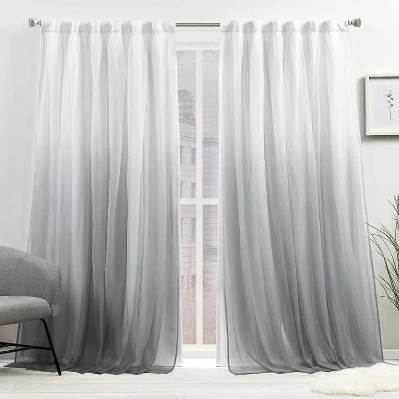 Exclusive Home Crescendo Lined Room Darkening Blackout Hidden Tab Top Curtain Panel Pair, 52"x96", Grey, Set of 2
