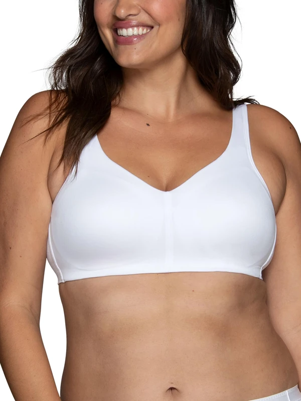 Vanity Fair Women's Beyond Comfort Wireless Bra, Convertible Straps & Flexible Fit, Simple Sizing Available S-3xl, Opaque, Breathable Cups-White, S