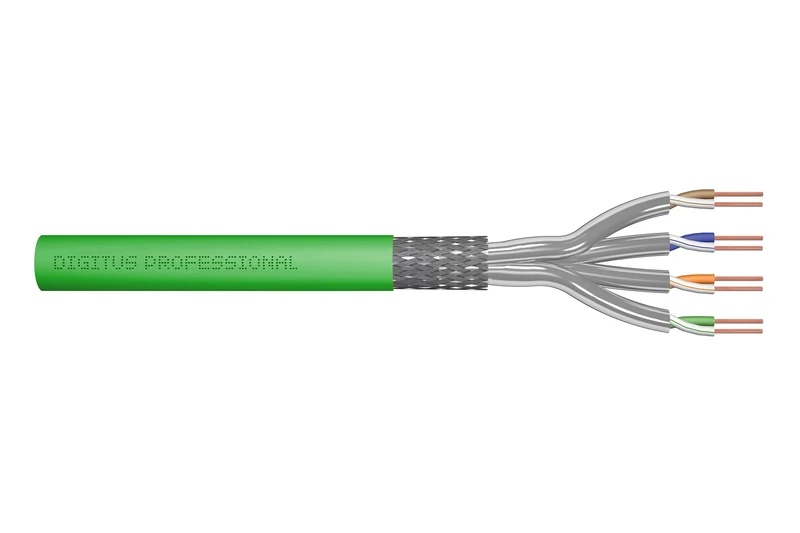 Assmann DIGITUS 100 m Cat 8.2 Network Cable - S-FTP (PiMF) Simplex - BauPVO Dca - LSZH Halogen Free - 2000 MHz Copper AWG 22/1 - PoE++ Compatible - LAN Cable Installation Cable Ethernet Cable - Green