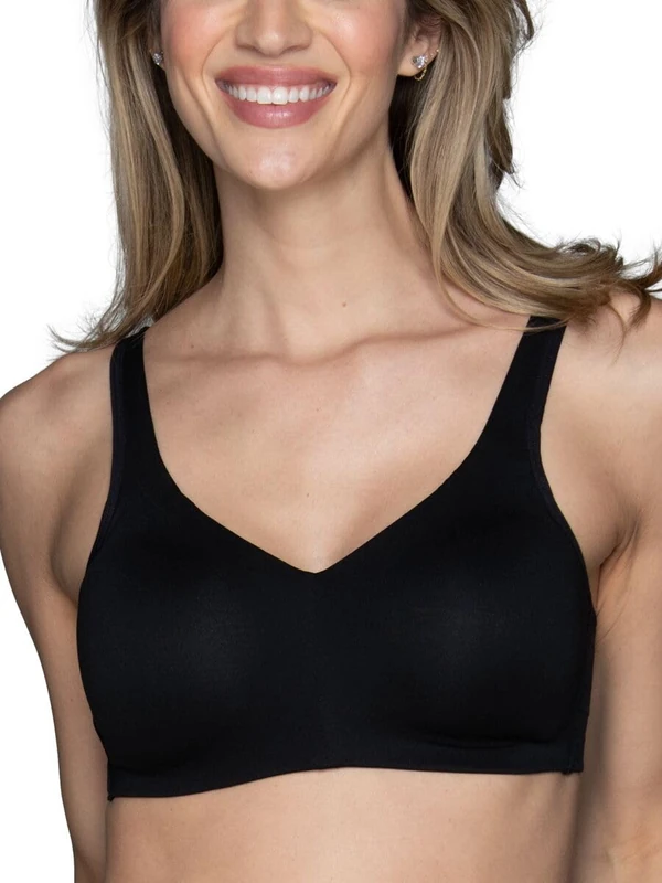 Vanity Fair Women's Beyond Comfort Wireless Bra, Convertible Straps & Flexible Fit, Simple Sizing Available S-3xl, Opaque, Breathable Cups-Black, M