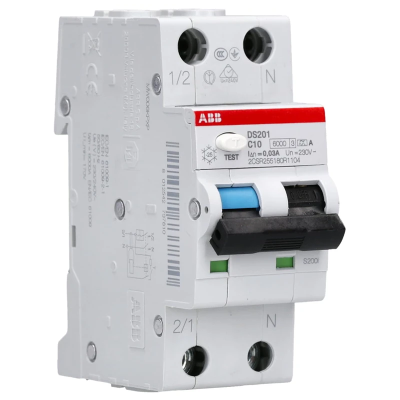 Circuit Breaker DS200 1p + N C 10A A 10kA 30mA (Reference: 2CSR255180R1104)
