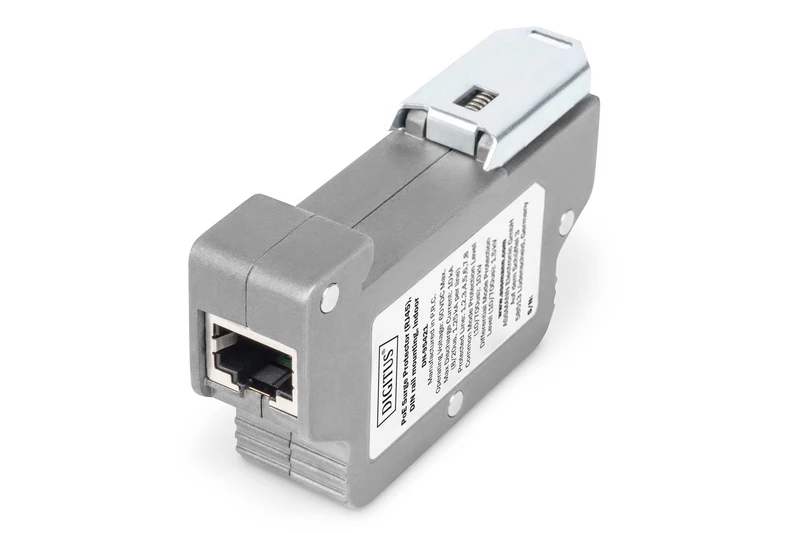 DIGITUS PoE surge protection - up to 10 kV - 2X RJ45 port - PoE++ - DIN rail mounting - IP40 protection class - 10/100/1000Mbps - Image 1