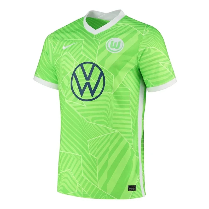 NIKE Unisex Vfl Wolfsburg, 2021/22 Season, Game Equipment, Home Jersey, Ghost Green/White, M UK