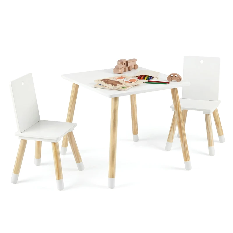 GYMAX Kids Table and Chair Set, Children Activity Table with 2 Chairs