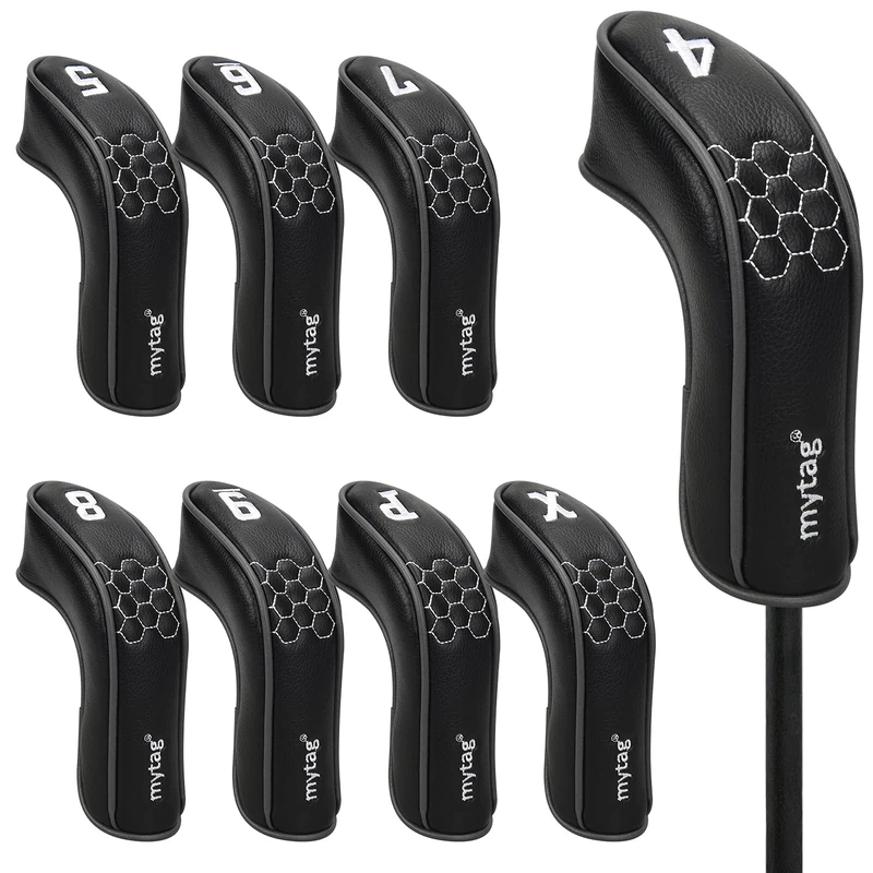 mytag 8PCS Golf Hybrid Iron Headcovers Set Long Hybrid Iron Covers for Cleveland Launcher, Majek MX4, Cobra T Rail, Wilson Launch Pad, Tour Edge (1set of 8pcs(4,5,6,7,8,9,P,X))