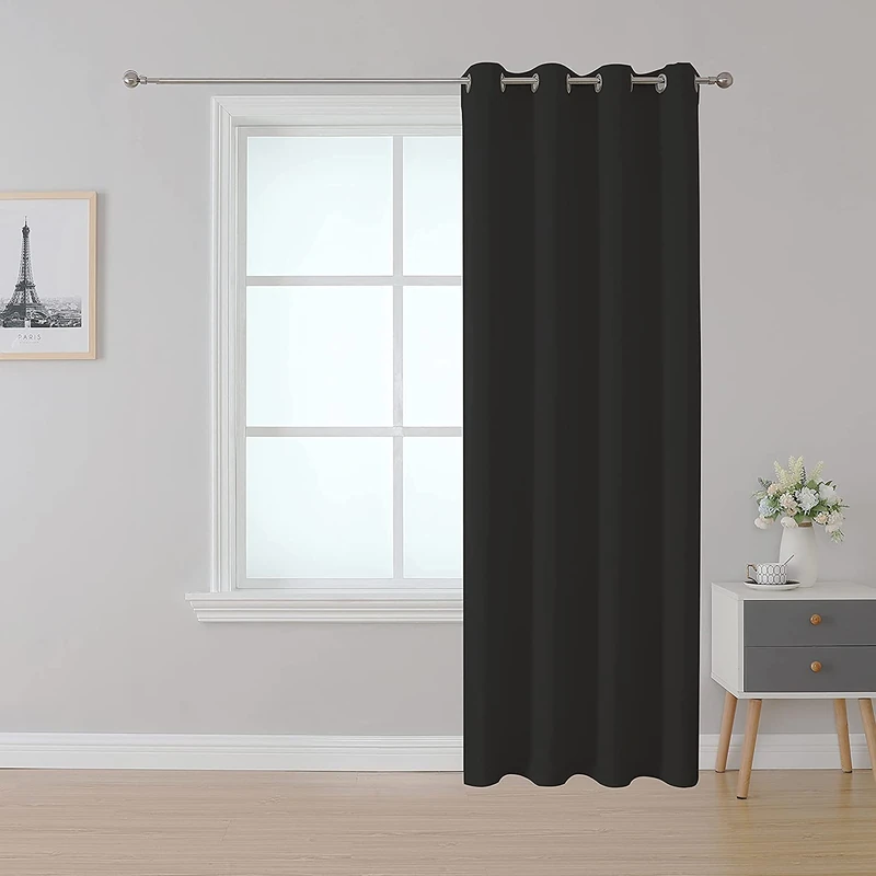 Upcortinassi Flame Retardant Curtain for School Fire Resistant Blackout Curtains Grommet Window Black 52 x 84 1 Panel