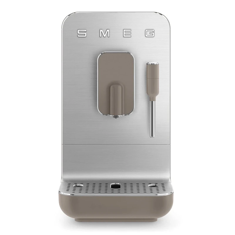 Smeg BCC02TPMUK Bean to Cup Coffee Machine, Retro 50's Style, Steam Wand, Matte Taupe