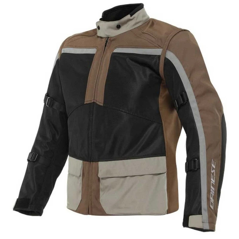 Dainese Outlaw Tex Jacket, Summer Motorcycle Jacket, Men, Black/Carafe/Walnut/Charcoal-Gray, 44