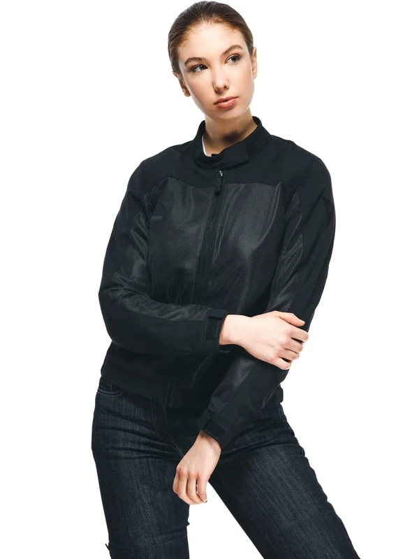 Dainese Sevilla Air Lady Tex Jacket, Summer Motorcycle Jacket, Women, Black/Black, 42