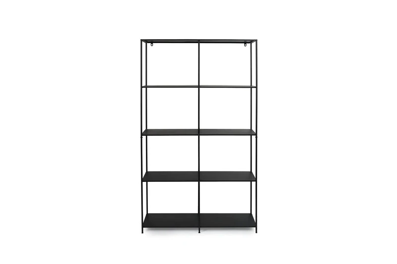 LIFA LIVING Industrial wall cabinet, Open book shelf with 8 compartments, Black shelf unit with storage, Minimalist metal standing shelf, 50 x 33 x 175 cm - Image 1