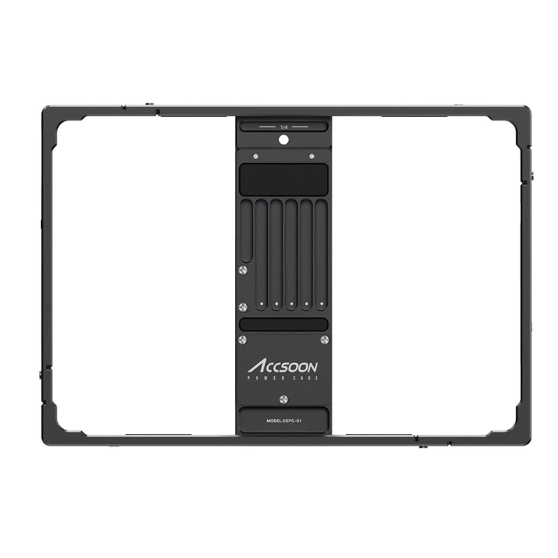 Accsoon Power Cage - for iPad 10"/11" - Adjustable Design - Upgrade to support “Pro” - supports 12.9 inch iPad Pro 3rd/4th/5th generations - Aviation-grade Aluminium Alloy - Charge with NP-F battery - Image 1