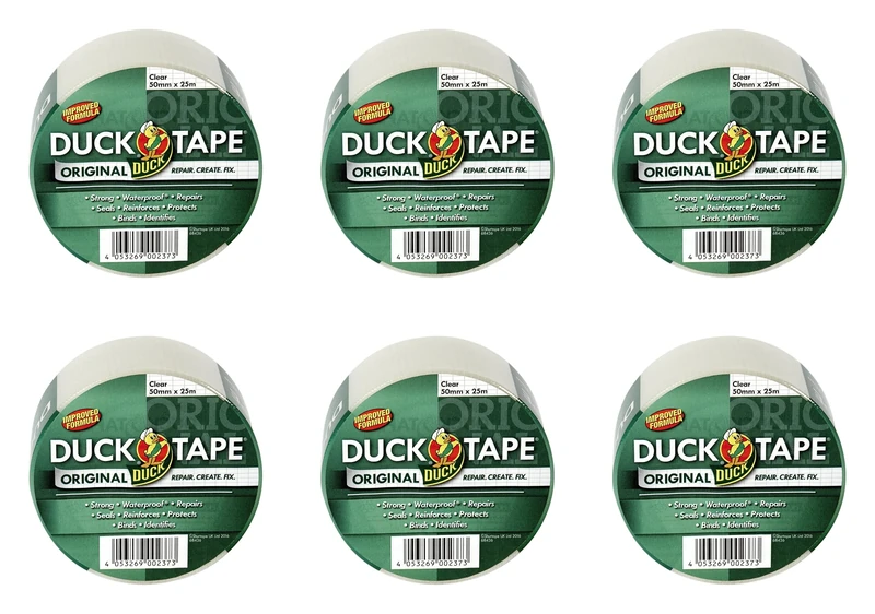 Duck Tape Original Clear, 50mm x 25m, Pack of 6