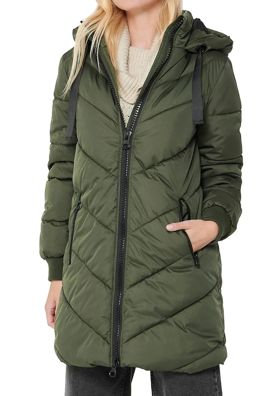 JdY Women's Jdyskylar OTW Noos Padded Hood Jacket Quilted Coat, Forest Night, S