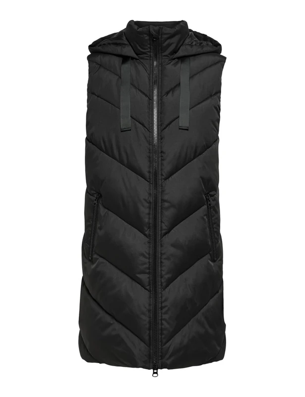 JdY Jacqueline de Yong Female Down Vest Jdyskylar Padded Hood Waistcoat OTW HAB, black, L