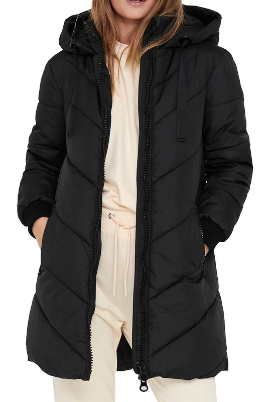 JDY Jdyskylar Otw Noos-Padded Jacket with Hood Coat Women, Black/White, S