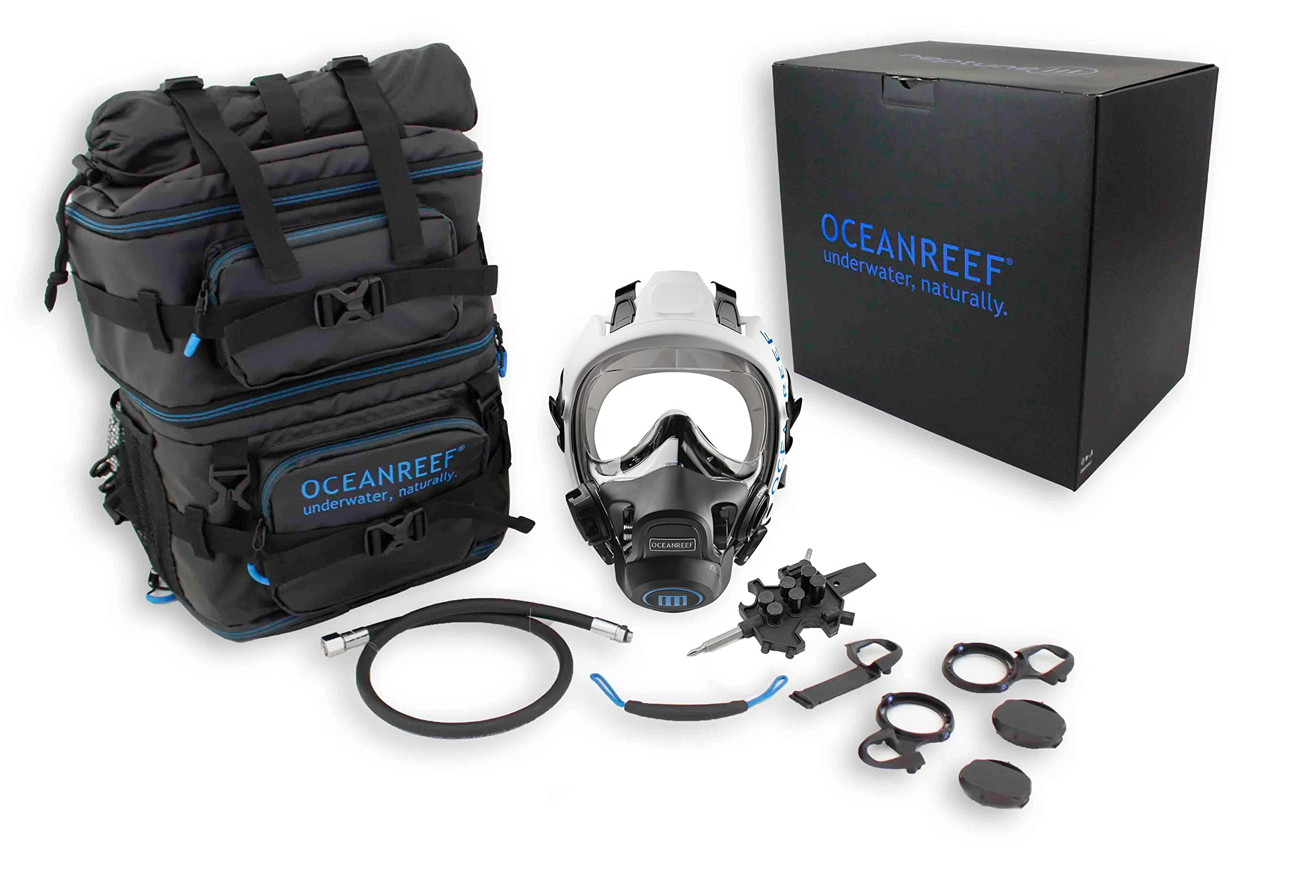 OCEAN REEF - Neptune III - Full Face Mask - Fully Integrated Regulator (White, S/M)
