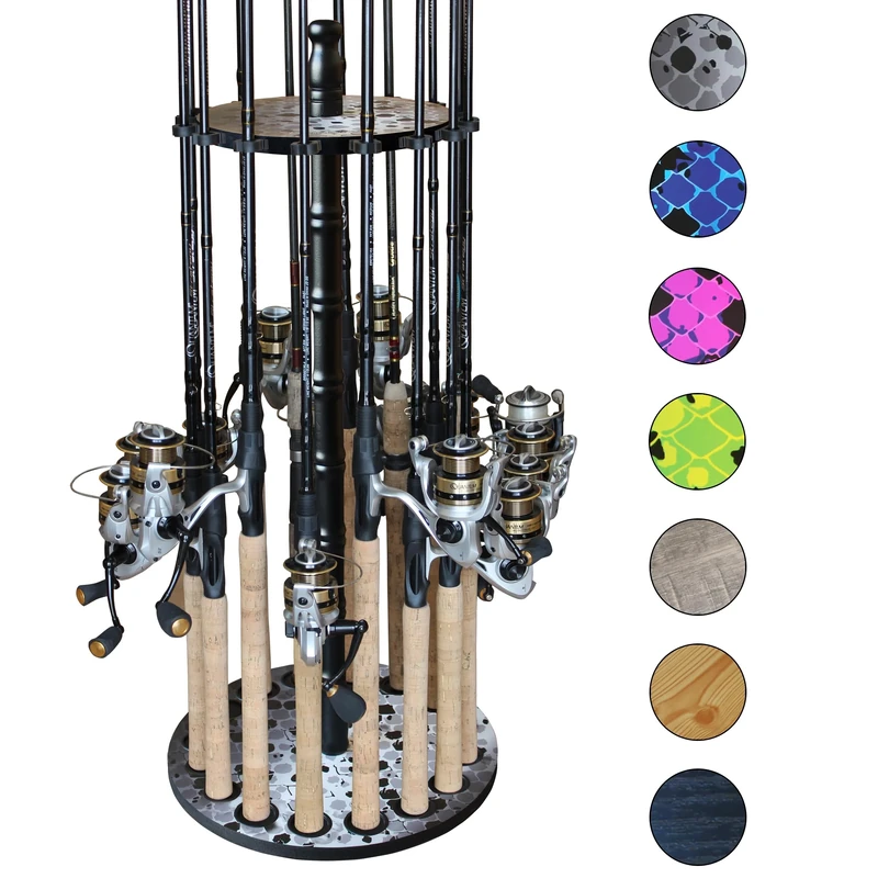 Rush Creek Creations Round 16 Fishing Rod Storage Rack, Gray