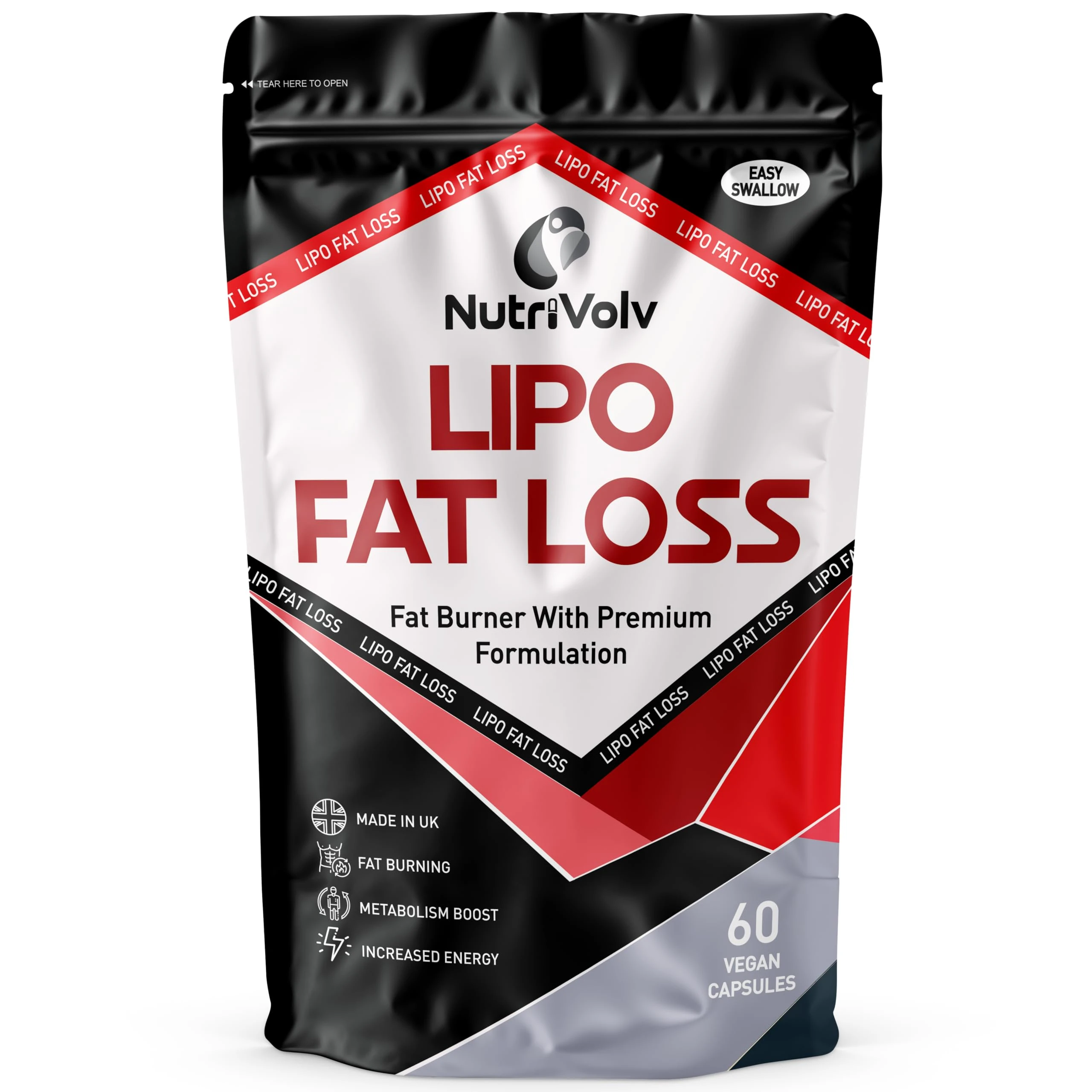 NutriVolv Lipo Fat Loss Capsules | 60 Capsules | Maximum Strength Weight Loss Pills That Work Fast | Keto Shred Fat Burning Pills | Contains Cayenne, Green Tea, Acai Berry & Caffeine | Thermo Fat Burn