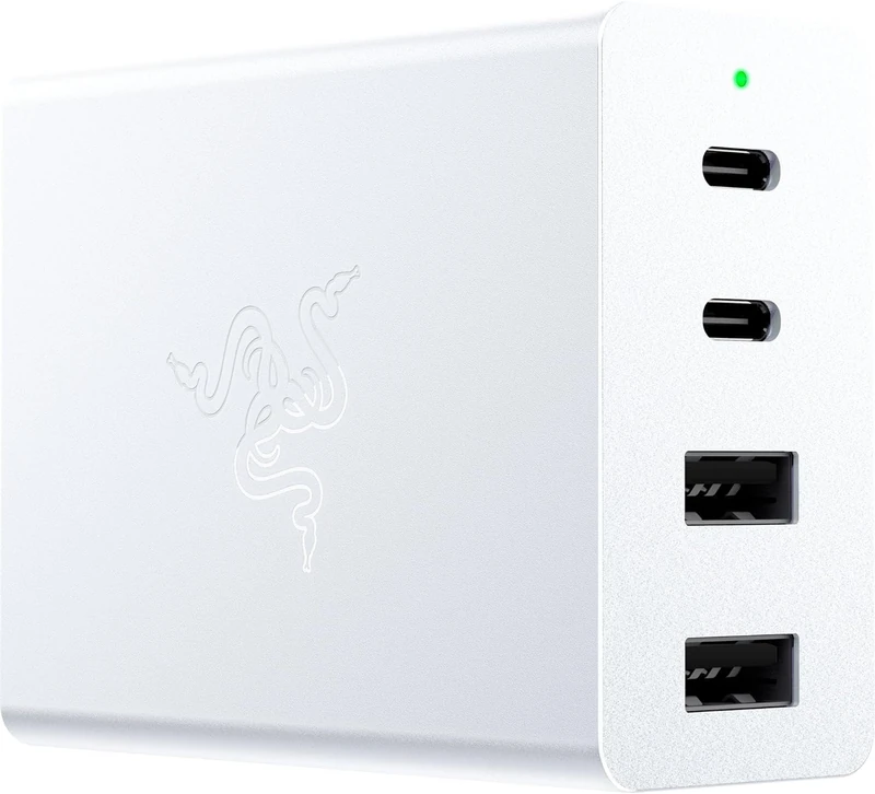 Razer USB-C GaN Charger - Portable Fast Charger (2X USB-C, 2X USB-A with US, EU and UK ports) Mercury