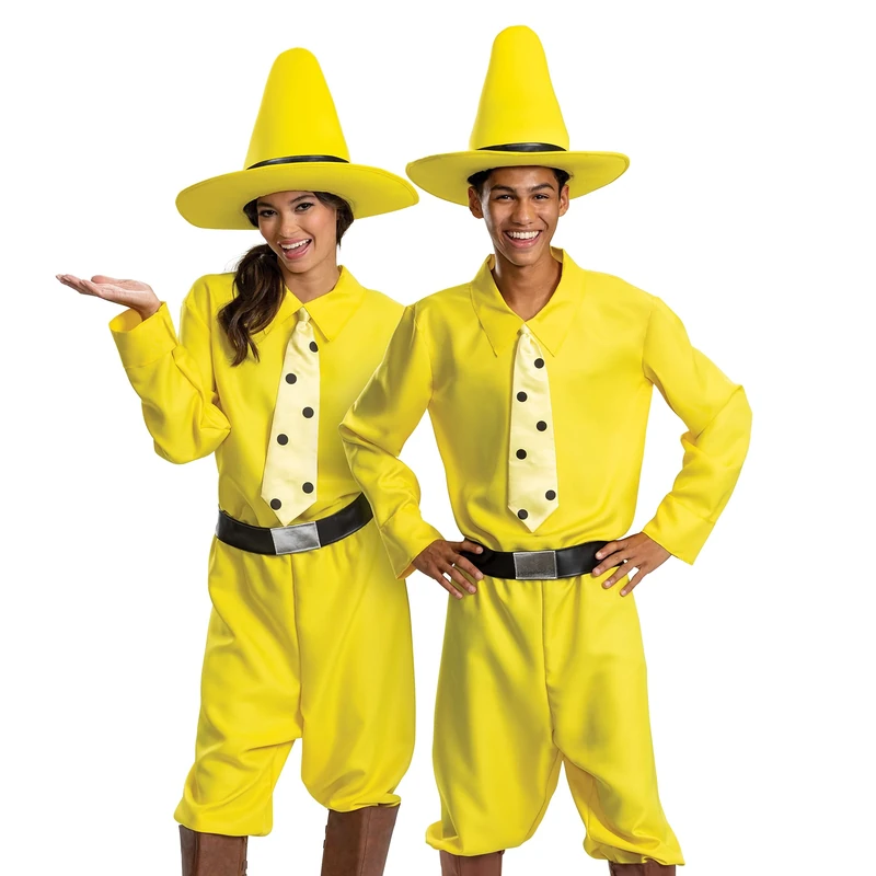 DISGUISE Curious George Adult Person in the Yellow Hat Fancy Dress Costume Small/Medium