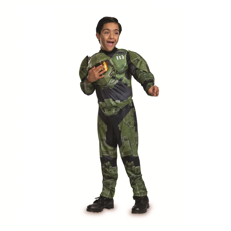 Halo Master Chief Adaptive Costume for Kids, by Disguise, Includes Character Mask and Padded Jumpsuit, Comfortable Fit and Detailed Design, Ages 7-8
