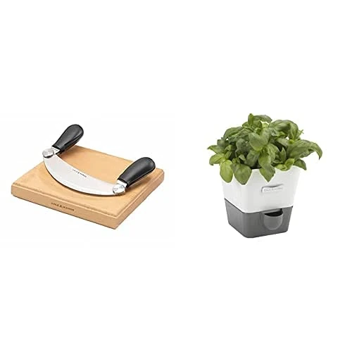 Cole & Mason H105549 Woodhall Hachoir and Board / H105249 Burwell Self-Watering Potted Herb Saver - Single | Bundle | 2 Year Guarantee