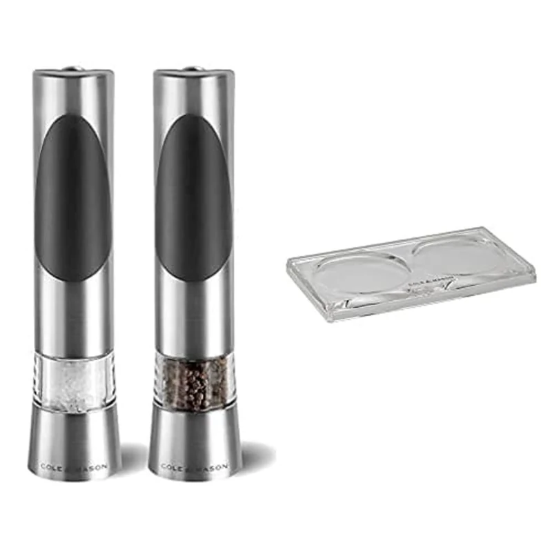 Cole & Mason H90180P Richmond Salt and Pepper Mills / H306119 Ramsgate Clear Salt and Pepper Mill Tray | Bundle | Lifetime Mechanism Guarantee - Mills