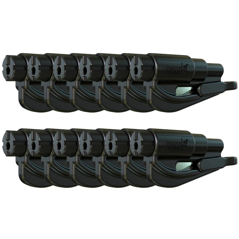 Resqme Family Pack of 12, The Original Emergency Keychain Car Escape Tool, 2-in-1 Seatbelt Cutter and Window Breaker, Made in USA, Black - Image 1