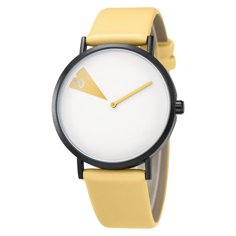SHENGKE Creative Ladies Watche Ultra-Thin Leather Strap Fashion Quartz Minimalist Women Watch Waterproof WhiteYellow