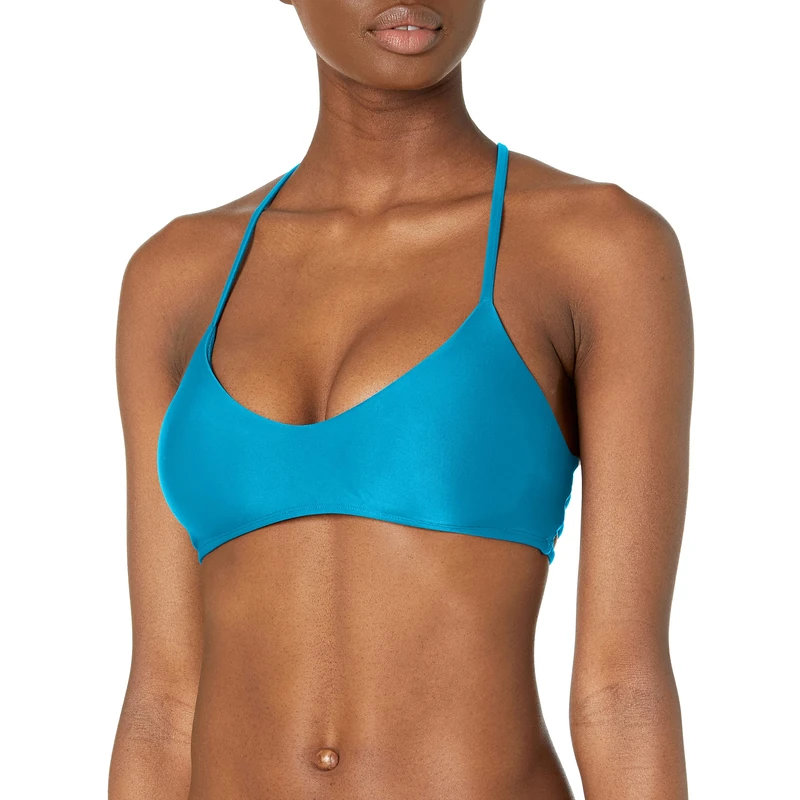 Body Glove Women's Smoothies Alani Solid Strappy Back Halter Bikini Top Swimsuit, Coastal, Large