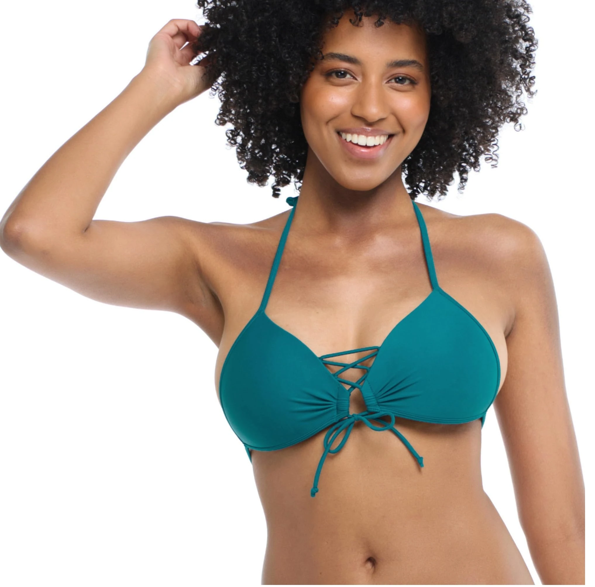 Body Glove Women's Smoothies Updated Baby Love Molded Cup Triangle Bikini Top, Kingfisher, Large