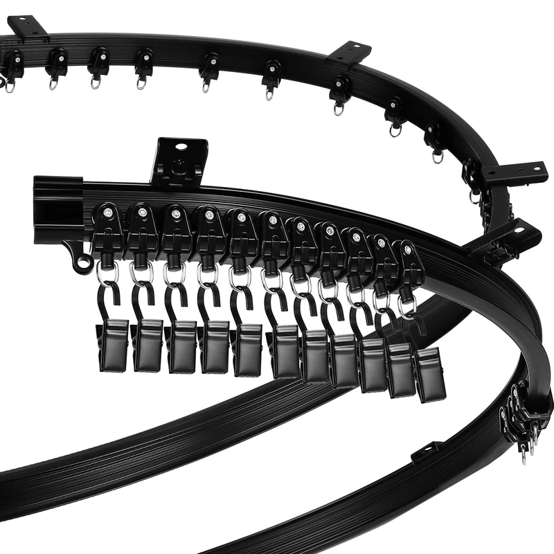 Jetec Curved Ceiling Curtain Track Bendable Mount for Curtain Rail Bunk Bed Bay Window Room Divider Flexible Straight (Black,8 m/ 26 ft)