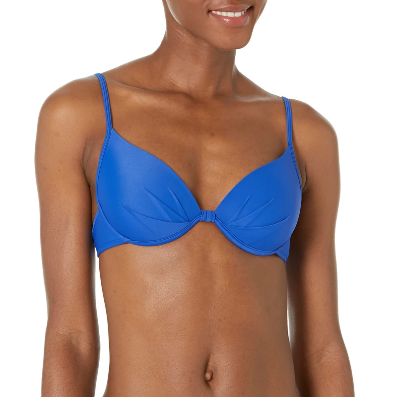 Body Glove Women's Smoothies Greta Solid Molded Cup Push Up Underwire Bikini Top Swimsuit, Nightlife, Small