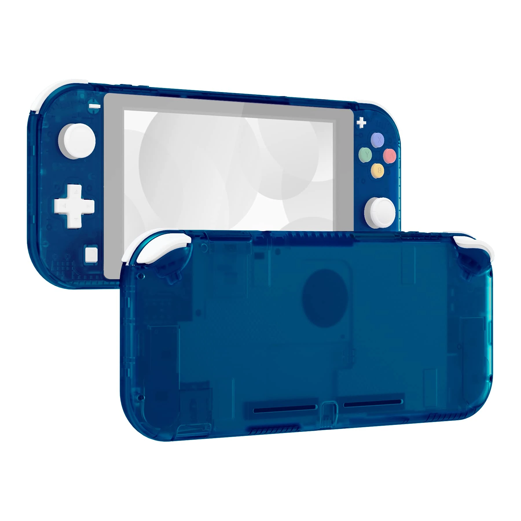 eXtremeRate Transparent Clear Blue DIY Replacement Shell for Nintendo Switch Lite, NSL Handheld Controller Housing with Screen Protector, Custom Case Cover for Nintendo Switch Lite