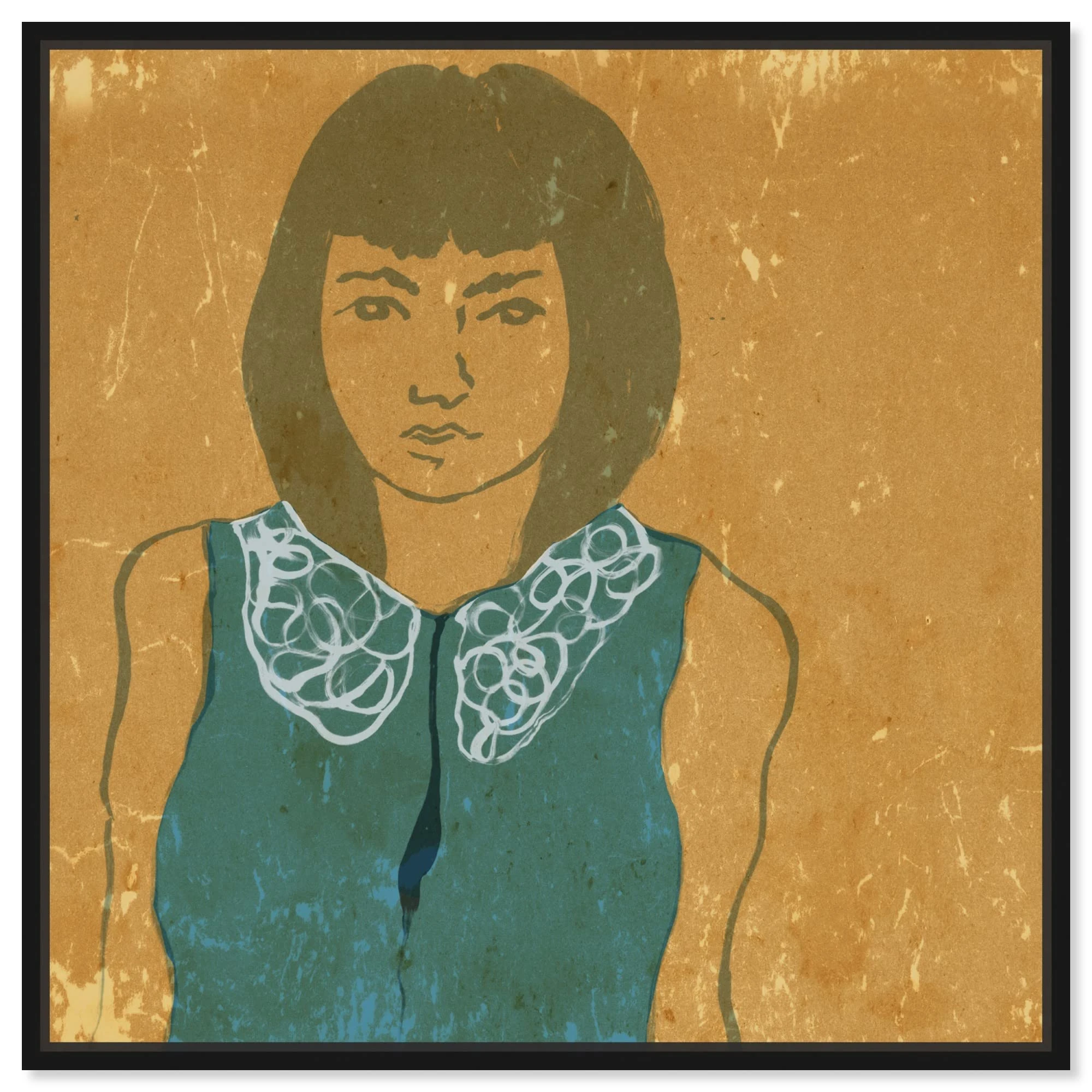 The Oliver Gal Artist Co. People and Portraits Wall Art Framed Canvas Prints 'Lady in Teal' Portraits
