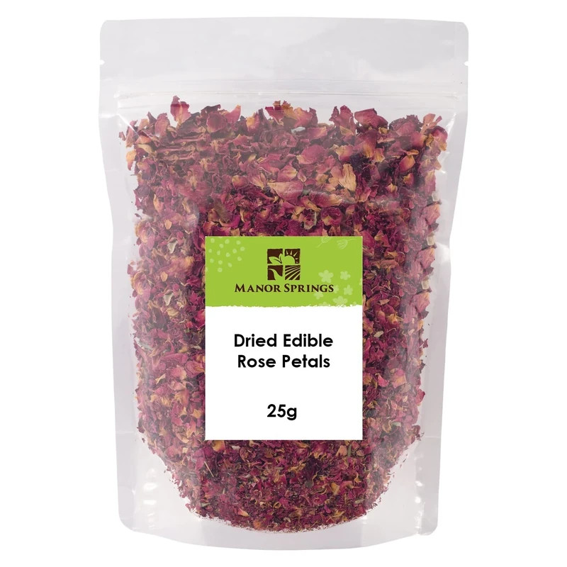 Dried Edible Rose Petals Premium Dried Flowers 25g by Manor Springs - Image 1
