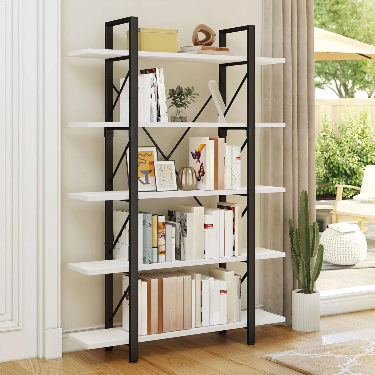 YITAHOME 5 Tier Bookshelf, Freestanding 5 Shelf Bookcases and Bookshelves, Modern Minimalist Furniture Open Display Storage Shelves Books Organizer for Living Room Bedroom Home Office, White