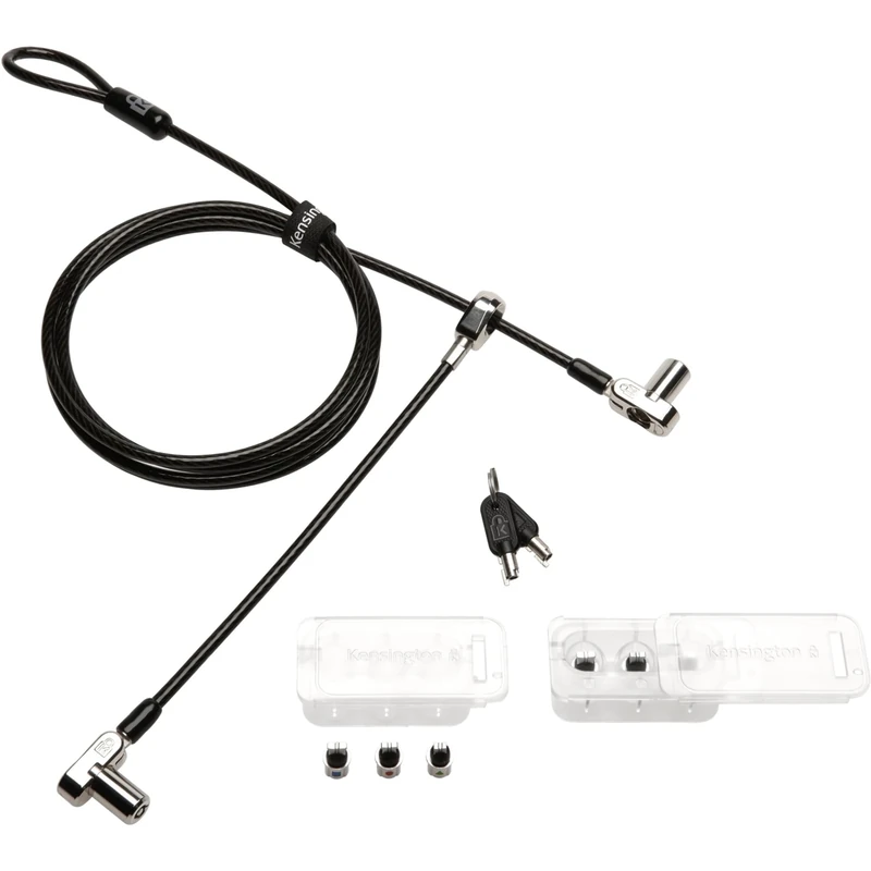 Kensington Universal 3-in-1 Keyed Cable Lock - Twin Lockheads for Laptops & Other Devices (K63380WW),Black