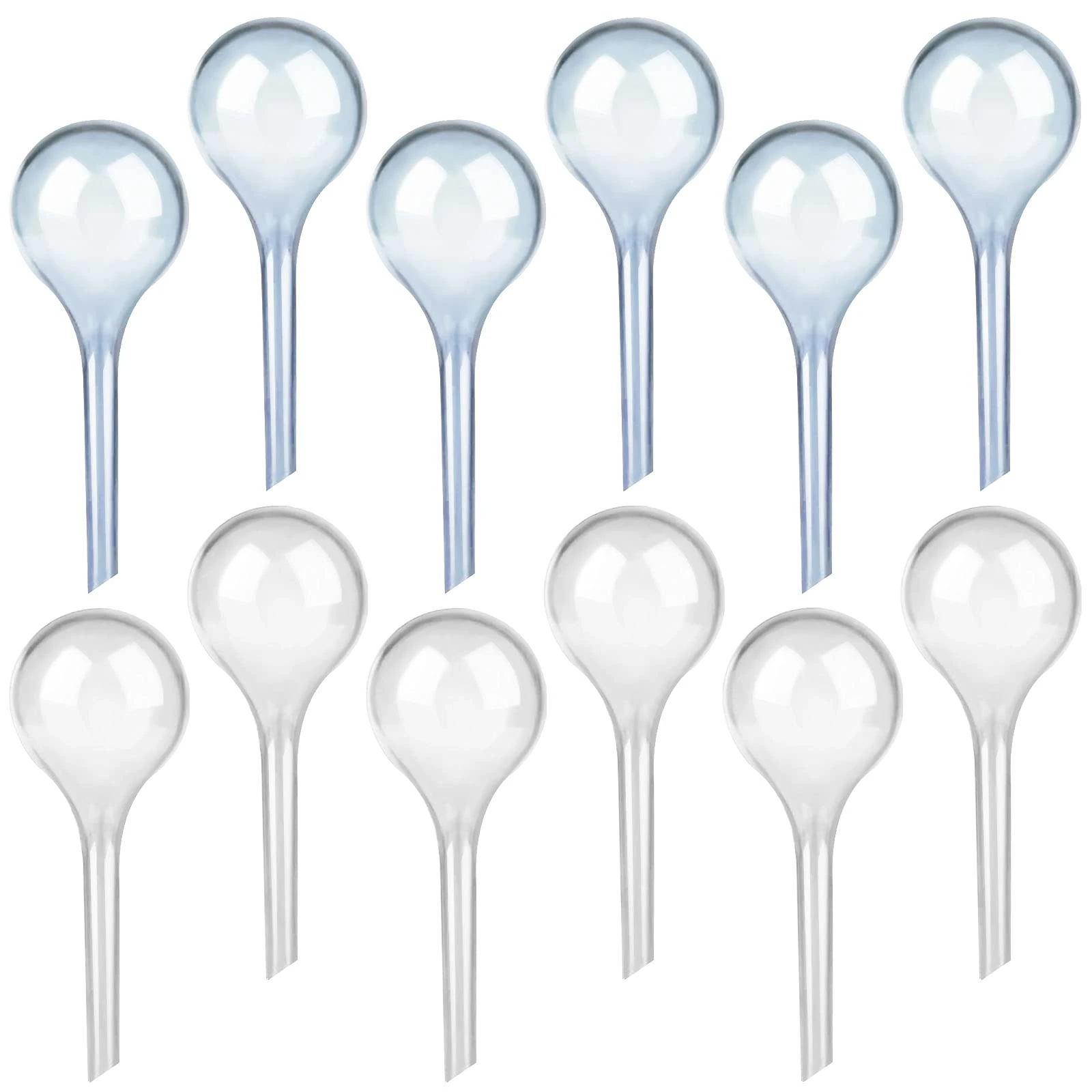 12 Pack Plant Watering Globes - Self Watering System with PVC Imitation Glass Bulbs for Indoor & Outdoor Plants (Blue + Clear)