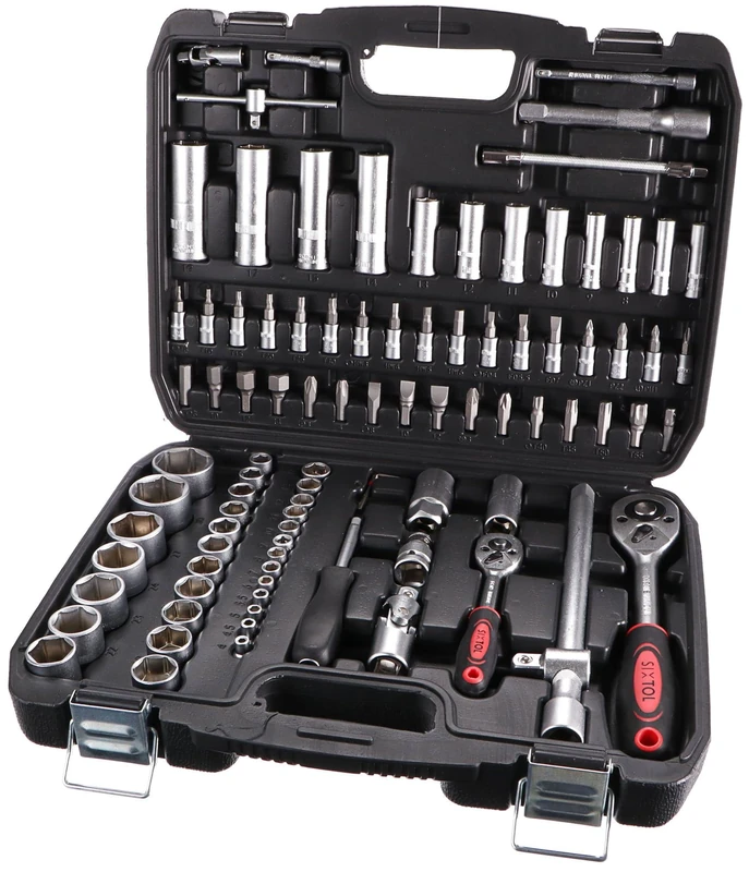 SIXTOL Tool Set 94 Socket Set 94pcs | Garage Tools | Ratchet Set | Tire Change | in a Case | Carbon Steel