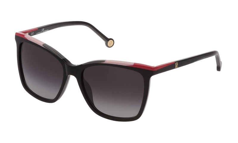 CAROLINA HERRERA Women's SHE794 Sunglasses, Shiny Black, 55