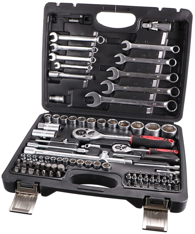 SIXTOL Tool Set 82 Pieces in a Tool Case Socket Set, Steel Wrench